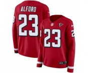 Women's Nike Atlanta Falcons #23 Robert Alford Limited Red Therma Long Sleeve NFL Jersey