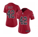 Women's Nike Atlanta Falcons #42 Duke Riley Limited Red Rush Vapor Untouchable NFL Jersey