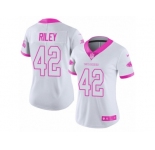 Women's Nike Atlanta Falcons #42 Duke Riley Limited White Pink Rush Fashion NFL Jersey