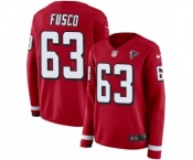 Women's Nike Atlanta Falcons #63 Brandon Fusco Limited Red Therma Long Sleeve NFL Jersey