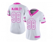 Women's Nike Atlanta Falcons #98 Takkarist McKinley Limited White Pink Rush Fashion NFL Jersey