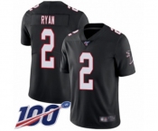 Youth Atlanta Falcons #2 Matt Ryan Black Alternate Vapor Untouchable Limited Player 100th Season Football Jersey