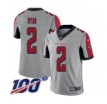 Youth Atlanta Falcons #2 Matt Ryan Limited Silver Inverted Legend 100th Season Football Jersey