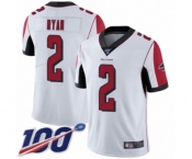 Youth Atlanta Falcons #2 Matt Ryan White Vapor Untouchable Limited Player 100th Season Football Jersey