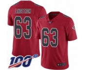 Youth Atlanta Falcons #63 Chris Lindstrom Limited Red Rush Vapor Untouchable 100th Season Football Jersey