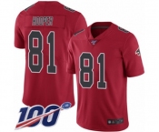 Youth Atlanta Falcons #81 Austin Hooper Limited Red Rush Vapor Untouchable 100th Season Football Jersey
