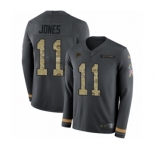 Youth Nike Atlanta Falcons #11 Julio Jones Limited Black Salute to Service Therma Long Sleeve NFL Jersey