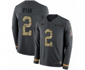 Youth Nike Atlanta Falcons #2 Matt Ryan Limited Black Salute to Service Therma Long Sleeve NFL Jersey