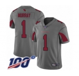 Men's Arizona Cardinals #1 Kyler Murray Limited Silver Inverted Legend 100th Season Football Jersey