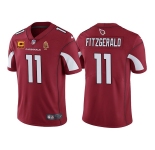 Men's Arizona Cardinals #11 Larry Fitzgerald Red With C Patch & Walter Payton Patch Limited Stitched Jersey