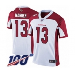 Men's Arizona Cardinals #13 Kurt Warner White Vapor Untouchable Limited Player 100th Season Football Jersey