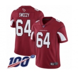 Men's Arizona Cardinals #64 J.R. Sweezy Red Team Color Vapor Untouchable Limited Player 100th Season Football Jersey