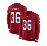 Men's Nike Arizona Cardinals #36 Budda Baker Limited Red Therma Long Sleeve NFL Jersey