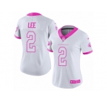 Women Nike Arizona Cardinals #2 Andy Lee Limited White Pink Rush Fashion NFL Jersey