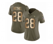 Women Nike Arizona Cardinals #28 Justin Bethel Limited Olive Gold 2017 Salute to Service NFL Jersey