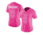 Women Nike Arizona Cardinals #9 Sam Bradford Pink Stitched NFL Limited Rush Fashion Jersey
