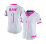 Women's Arizona Cardinals #1 Kyler Murray Limited White Pink Rush Fashion Football Jersey