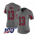 Women's Arizona Cardinals #13 Christian Kirk Limited Silver Inverted Legend 100th Season Football Jersey