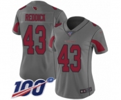 Women's Arizona Cardinals #43 Haason Reddick Limited Silver Inverted Legend 100th Season Football Jersey