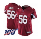 Women's Arizona Cardinals #56 Terrell Suggs Red Team Color Vapor Untouchable Limited Player 100th Season Football Jersey