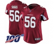 Women's Arizona Cardinals #56 Terrell Suggs Red Team Color Vapor Untouchable Limited Player 100th Season Football Jersey