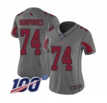 Women's Arizona Cardinals #74 D.J. Humphries Limited Silver Inverted Legend 100th Season Football Jersey