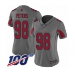 Women's Arizona Cardinals #98 Corey Peters Limited Silver Inverted Legend 100th Season Football Jersey