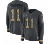 Women's Nike Arizona Cardinals #11 Larry Fitzgerald Limited Black Salute to Service Therma Long Sleeve NFL Jersey