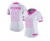 Women's Nike Arizona Cardinals #21 Patrick Peterson White Pink Stitched NFL Limited Rush Fashion Jersey