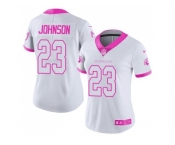 Women's Nike Arizona Cardinals #23 Chris Johnson White Pink Stitched NFL Limited Rush Fashion Jersey