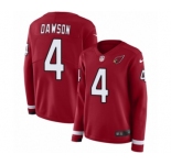 Women's Nike Arizona Cardinals #4 Phil Dawson Limited Red Therma Long Sleeve NFL Jersey