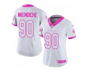 Women's Nike Arizona Cardinals #90 Robert Nkemdiche White Pink Stitched NFL Limited Rush Fashion Jersey