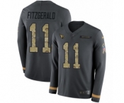 Youth Nike Arizona Cardinals #11 Larry Fitzgerald Limited Black Salute to Service Therma Long Sleeve NFL Jersey