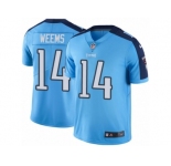 Men's Nike Tennessee Titans #14 Eric Weems Elite Light Blue Rush NFL Jersey