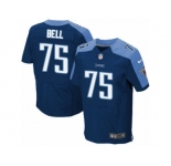 Men's Nike Tennessee Titans #75 Byron Bell Elite Navy Blue Alternate NFL Jersey