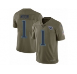 Men Nike Tennessee Titans #1 Warren Moon Limited Olive 2017 Salute to Service NFL Jersey