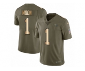 Men Nike Tennessee Titans #1 Warren Moon Limited Olive Gold 2017 Salute to Service NFL Jersey
