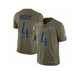 Men Nike Tennessee Titans #4 Ryan Succop Limited Olive 2017 Salute to Service NFL Jersey