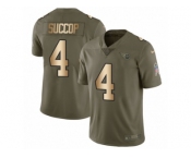 Men Nike Tennessee Titans #4 Ryan Succop Limited Olive Gold 2017 Salute to Service NFL Jersey