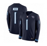 Men's Nike Tennessee Titans #1 Warren Moon Limited Navy Blue Therma Long Sleeve NFL Jersey