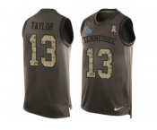 Men's Nike Tennessee Titans #13 Taywan Taylor Limited Green Salute to Service Tank Top NFL Jersey