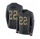 Men's Nike Tennessee Titans #22 Derrick Henry Limited Black Salute to Service Therma Long Sleeve NFL Jersey