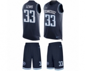 Men's Nike Tennessee Titans #33 Dion Lewis Limited Navy Blue Tank Top Suit NFL Jersey