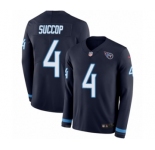 Men's Nike Tennessee Titans #4 Ryan Succop Limited Navy Blue Therma Long Sleeve NFL Jersey