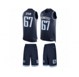 Men's Nike Tennessee Titans #67 Quinton Spain Limited Navy Blue Tank Top Suit NFL Jersey