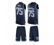 Men's Nike Tennessee Titans #75 Byron Bell Limited Navy Blue Tank Top Suit NFL Jersey