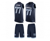 Men's Nike Tennessee Titans #77 Taylor Lewan Limited Navy Blue Tank Top Suit NFL Jersey