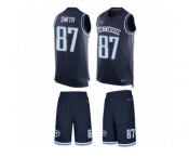 Men's Nike Tennessee Titans #87 Jonnu Smith Limited Navy Blue Tank Top Suit NFL Jersey