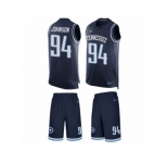 Men's Nike Tennessee Titans #94 Austin Johnson Limited Navy Blue Tank Top Suit NFL Jersey