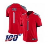 Men's Tennessee Titans #1 Warren Moon Limited Red Inverted Legend 100th Season Football Jersey